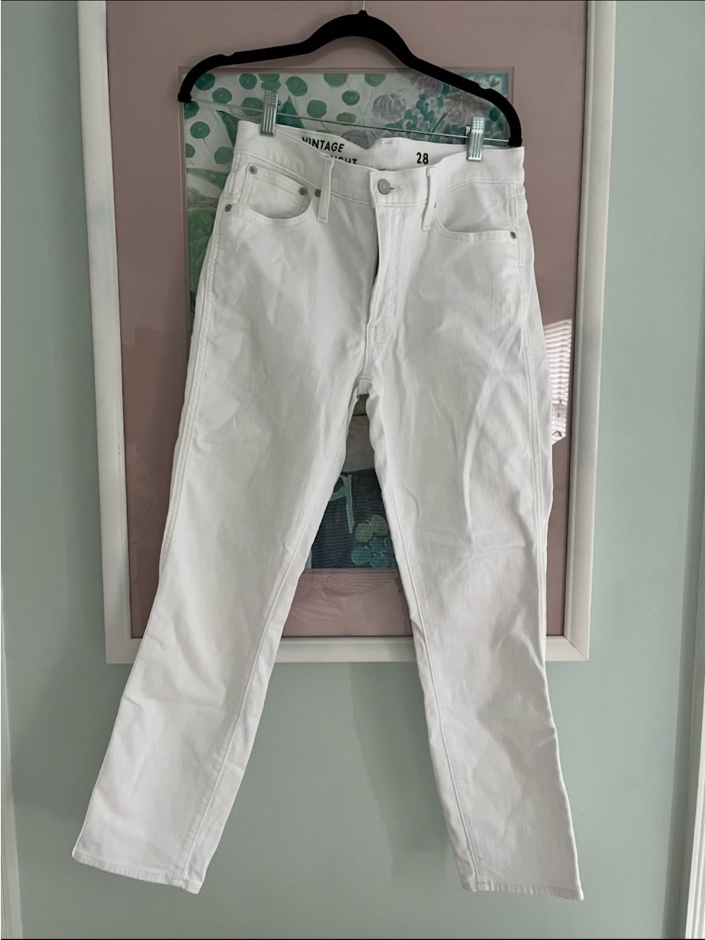 J. Crew White Straight-Leg High-Rise Jeans